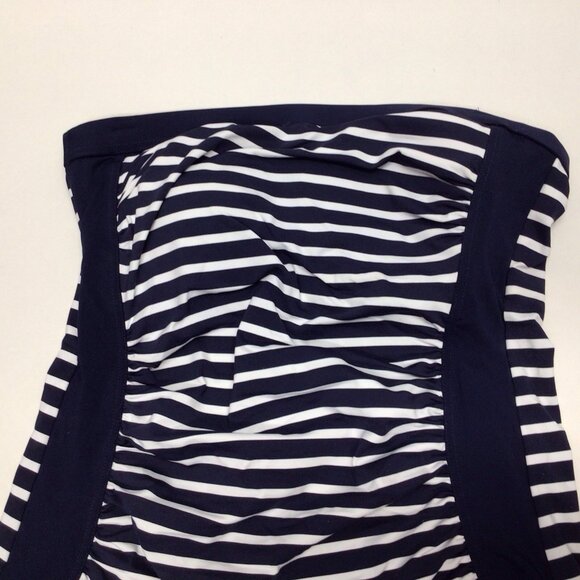 Lands' End Bandeau Tankini Sz 2 Swimsuit Top Blue White Striped Padded - Picture 4 of 9